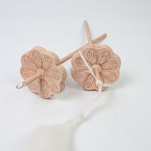 2Pcs Spindle Yarn Hand Wood Weaving Whorl Yarn Tool for Enthusiasts Craft Set in Kuwait