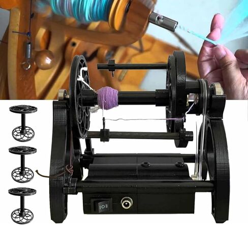 Mini Wool Spinning Wheel, Household Electric Spinning Wheel with Forward/Reverse Switching and 3 Bobbins, Max Speed ​​800RPM+Capacity 4oz(120G), Single or Multi-ply Spinning, for Home, Studio in Saudi Arabia