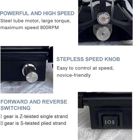Mini Wool Spinning Wheel, Household Electric Spinning Wheel with Forward/Reverse Switching and 3 Bobbins, Max Speed ​​800RPM+Capacity 4oz(120G), Single or Multi-ply Spinning, for Home, Studio in Saudi Arabia