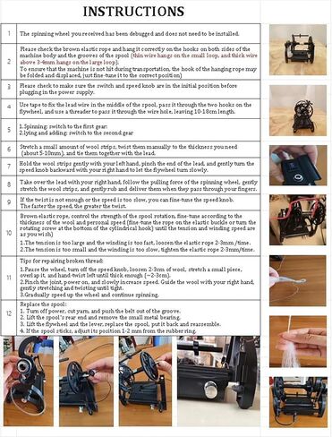 Mini Wool Spinning Wheel, Household Electric Spinning Wheel with Forward/Reverse Switching and 3 Bobbins, Max Speed ​​800RPM+Capacity 4oz(120G), Single or Multi-ply Spinning, for Home, Studio in Saudi Arabia
