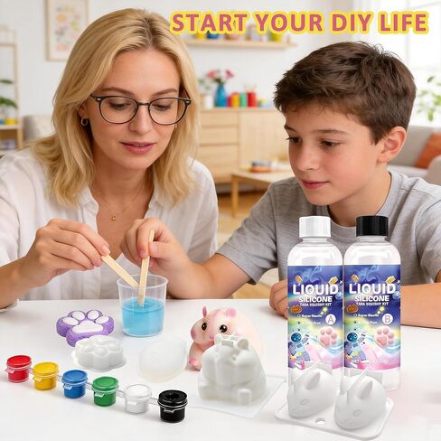 مجموعة إسفنجية تابا DIY، 1:1 AB من السيليكون السائل من جزأين، مصممة خصيصًا للسكويشات الناعمة التي يمكنك صنعها بنفسك، قالب مخلب القطط، الهامستر، الأرنب، الأسماك in Kuwait