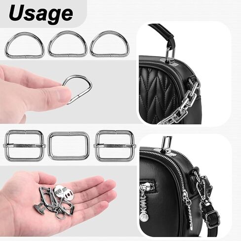 Metal Belt Buckle Hardware Set, 36 Pieces, 3/8 Inch, D-Rings and Slide Buckles, Rectangle Ring in Saudi Arabia