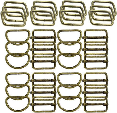 Metal Belt Buckle Hardware Set, 36 Pieces, 3/8 Inch, D-Rings and Slide Buckles, Rectangle Ring in Saudi Arabia