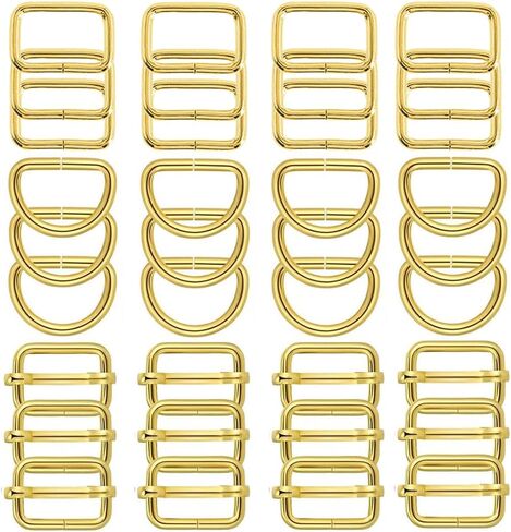 Metal Belt Buckle Hardware Set, 36 Pieces, 3/8 Inch, D-Rings and Slide Buckles, Rectangle Ring in Saudi Arabia