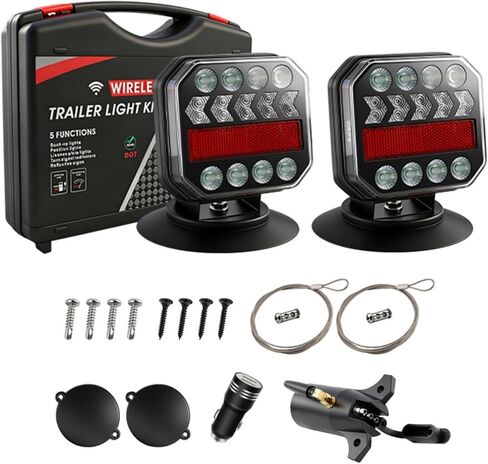 Wireless Trailer Lights, Adjustable Magnetic LED Tow Light with Side Lights, Rechargeable Tow Light Kit with Reverse for Trucks, Boats, RVs, Campers, IP67 Waterproof in Saudi Arabia