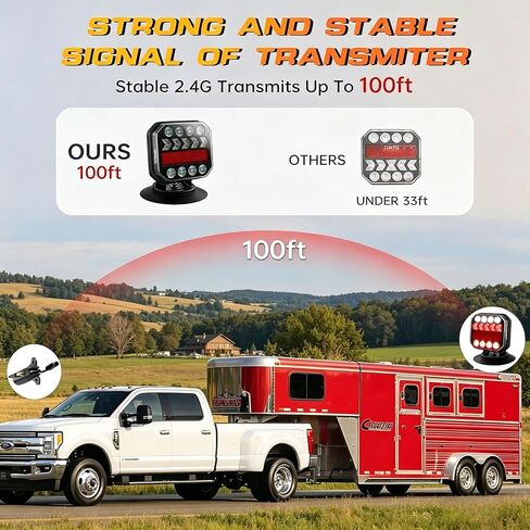 Wireless Trailer Lights, Adjustable Magnetic LED Tow Light with Side Lights, Rechargeable Tow Light Kit with Reverse for Trucks, Boats, RVs, Campers, IP67 Waterproof in Saudi Arabia