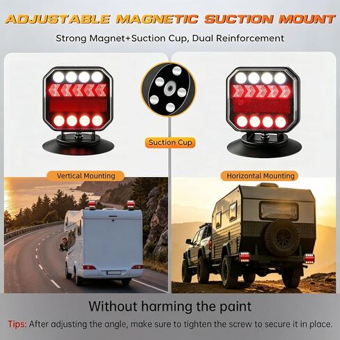Wireless Trailer Lights, Adjustable Magnetic LED Tow Light with Side Lights, Rechargeable Tow Light Kit with Reverse for Trucks, Boats, RVs, Campers, IP67 Waterproof in Saudi Arabia