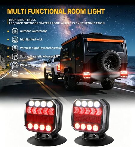Wireless Trailer Lights, Adjustable Magnetic LED Tow Light with Side Lights, Rechargeable Tow Light Kit with Reverse for Trucks, Boats, RVs, Campers, IP67 Waterproof in Saudi Arabia