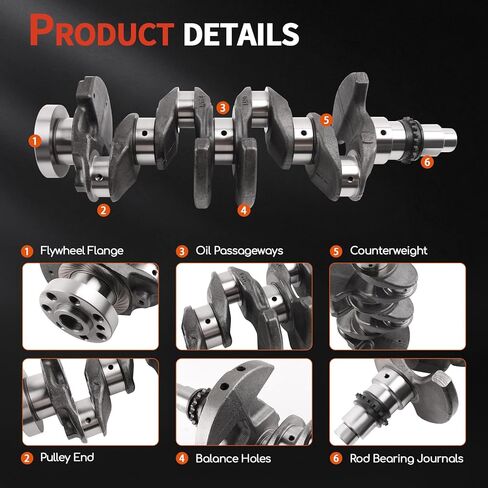 Engine Crankshaft & Bearings for 2014-2021 Kia Soul Optima Forte Forte5 Koup, for 2012-2020 Hyundai Sonata Tucson Elantra Elantra GT Coupe 2.0L L4, Replace 23110-2E200 23110-2E210 623V6-2EH00 in Saudi Arabia