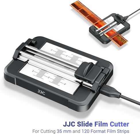 JJC Negative Slide Film Cutter with 25 Pieces Slide Mount Holder for 35mm Slide, Compatible with Scanner Projector Viewing in Kuwait