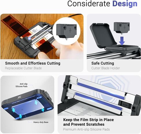 JJC Negative Slide Film Cutter with 25 Pieces Slide Mount Holder for 35mm Slide, Compatible with Scanner Projector Viewing in Kuwait