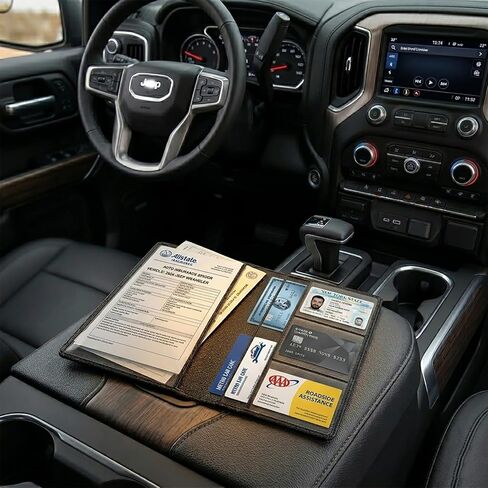 Custom Car Registration and Insurance Holder for Grand Cherokee WK2 WL 2011-2025 2026, Luxury PU Leather Glove Box Organizer Vehicle Document Wallet for Grand Cherokee Interior Accessories in Saudi Arabia