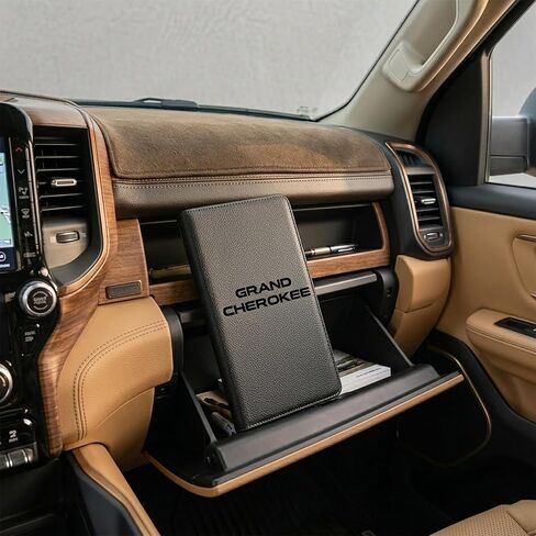 Custom Car Registration and Insurance Holder for Grand Cherokee WK2 WL 2011-2025 2026, Luxury PU Leather Glove Box Organizer Vehicle Document Wallet for Grand Cherokee Interior Accessories in Saudi Arabia