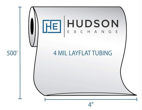 Hudson Exchange 4" x 500', 4 Mil, Poly Tubing Roll, Food Grade LDPE Resin, Custom Length Packaging in Saudi Arabia
