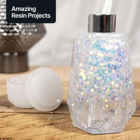 Hemway Craft Glitter 100g / 3.5oz رقائق لامعة للفنون والحرف البهلوانات الراتنج الايبوكسي قصاصات الزجاج المدارس ورقة زينة الهالوين - مكتنزة للغاية (1/8 "0.125" 3 مم) - أم اللؤلؤ قزحي الألوان in Kuwait