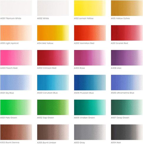ARTEZA Gouache Paint, Set of 24, 12ml/0.4 US fl oz Gouache Paint Tubes, Gouache Set for Adults and Students in Kuwait