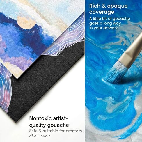 ARTEZA Gouache Paint, Set of 24, 12ml/0.4 US fl oz Gouache Paint Tubes, Gouache Set for Adults and Students in Kuwait
