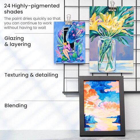 ARTEZA Gouache Paint, Set of 24, 12ml/0.4 US fl oz Gouache Paint Tubes, Gouache Set for Adults and Students in Kuwait