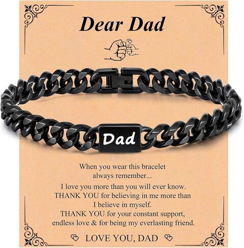 Stainless Steel Bracelet Gifts for Men Dad Son - 7mm Wide Chunky Cuban Mens Bracelets Solid Link Chain Wrist Bracelet Classic Hip Hop Stacking Layered Thick Large Jewelry Gifts from Mom Daughter Son in Saudi Arabia