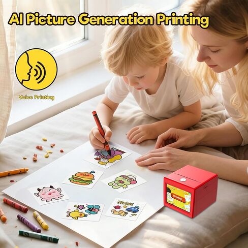 Smart AI Voice Sticker Printer, Kids Toys Spark Imagination Intellectual Development, Mini Thermal Label Printer with Display, Inkless Portable Sticker Maker, 4 Rolls Paper in Saudi Arabia