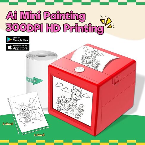 Smart AI Voice Sticker Printer, Kids Toys Spark Imagination Intellectual Development, Mini Thermal Label Printer with Display, Inkless Portable Sticker Maker, 4 Rolls Paper in Saudi Arabia