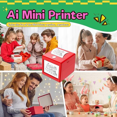 Smart AI Voice Sticker Printer, Kids Toys Spark Imagination Intellectual Development, Mini Thermal Label Printer with Display, Inkless Portable Sticker Maker, 4 Rolls Paper in Saudi Arabia
