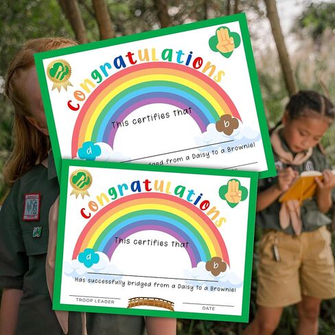 Bridging Ceremony Daisy to Brownie Certificate 30pk 8.5x11" Award Scout Rainbow Cookie Sales Troop Leader Recognition Patch Order Form in Kuwait