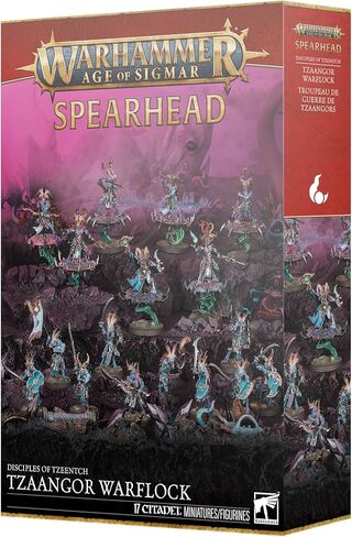 Warhammer Age of Sigmar رأس الحربة تلاميذ Tzeentch Tzaangor Warflock 17 المنمنمات شامان Skyfires Tzaangors المستنير in Kuwait