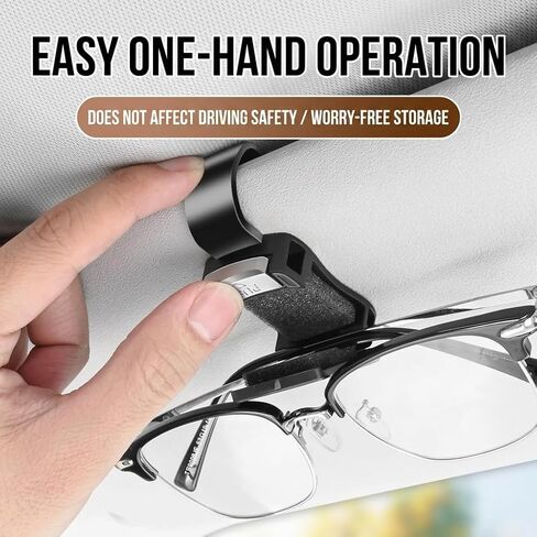 Sunglass Holder for Car, Push Open Car Sunglasses Holder, Sunglasses Clip for Car Visor, Universal Eyeglasses Mount with One-Hand Operation, Universal Glasses Hanger for Auto, Truck & SUV Interior in Kuwait