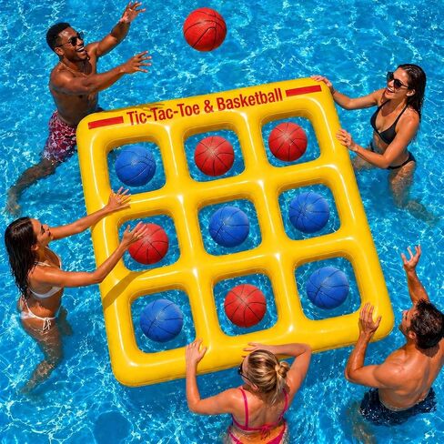Pool Toy Games, Upgraded Tic-Tac-Toe & Basketball, Inflatable Anti-Wind Pool Games with 10 Basketball (5 Red & 5 Blue) – Pool Games for Adults Kids Teens& Family, Outdoor Summer Water Pool Party Toys in Saudi Arabia
