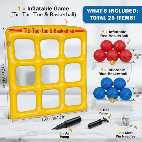 Pool Toy Games, Upgraded Tic-Tac-Toe & Basketball, Inflatable Anti-Wind Pool Games with 10 Basketball (5 Red & 5 Blue) – Pool Games for Adults Kids Teens& Family, Outdoor Summer Water Pool Party Toys in Saudi Arabia