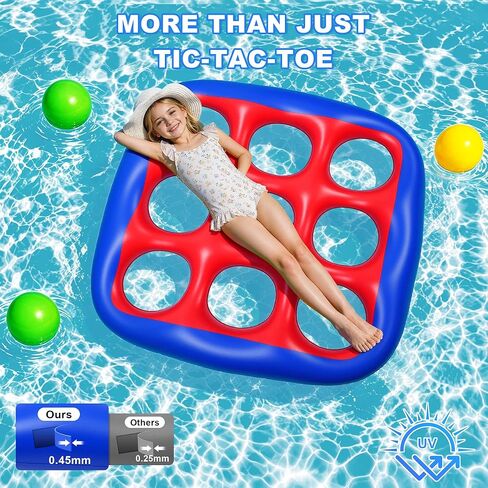 Pool Games Set- Tic-Tac-Toe Inflatable Pool Toys with 10 Balls Fun Summer Swimming Pool Party Beach Lawn Outdoor Camping Party Float Game Water Ball Toys for Adults Teens Kids 2-10 Players in Kuwait