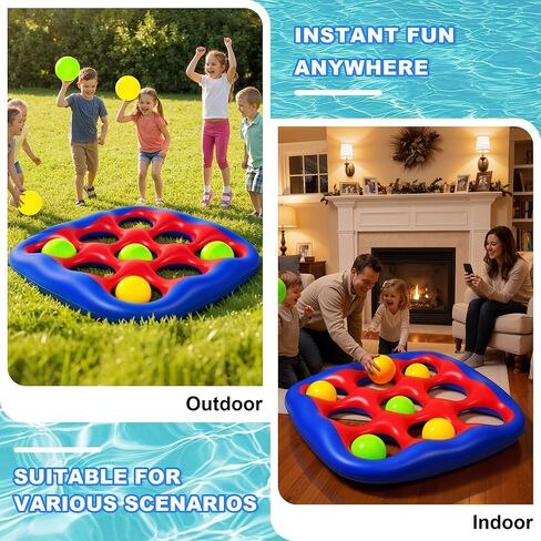 Pool Games Set- Tic-Tac-Toe Inflatable Pool Toys with 10 Balls Fun Summer Swimming Pool Party Beach Lawn Outdoor Camping Party Float Game Water Ball Toys for Adults Teens Kids 2-10 Players in Kuwait