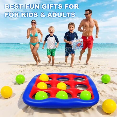 Pool Games Set- Tic-Tac-Toe Inflatable Pool Toys with 10 Balls Fun Summer Swimming Pool Party Beach Lawn Outdoor Camping Party Float Game Water Ball Toys for Adults Teens Kids 2-10 Players in Kuwait