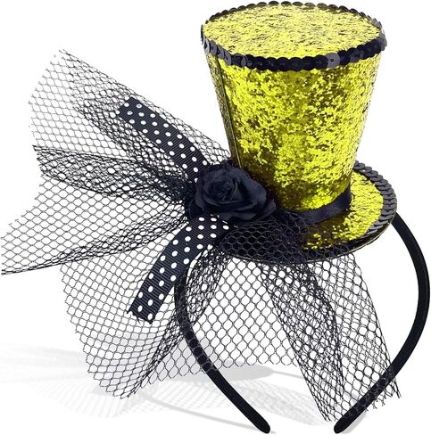 Mini Top Hat Fascinator Headband with Veil for Women Girl Festival Halloween Christmas Party Costume Theme Party in Saudi Arabia