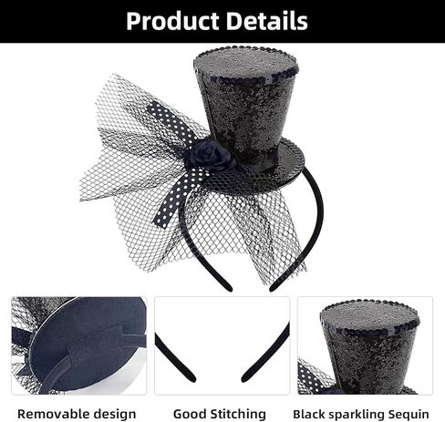 Mini Top Hat Fascinator Headband with Veil for Women Girl Festival Halloween Christmas Party Costume Theme Party in Kuwait