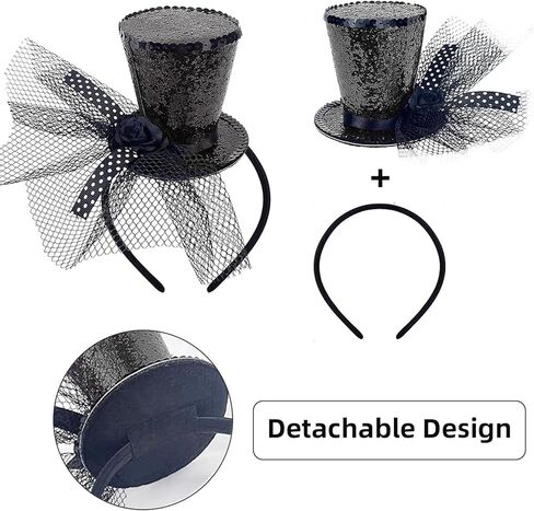Mini Top Hat Fascinator Headband with Veil for Women Girl Festival Halloween Christmas Party Costume Theme Party in Kuwait