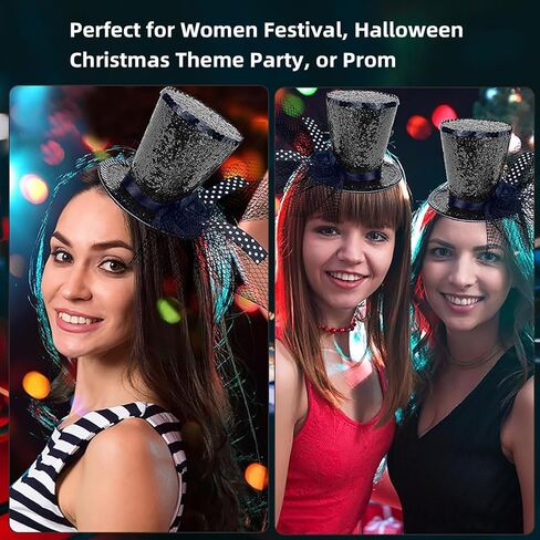 Mini Top Hat Fascinator Headband with Veil for Women Girl Festival Halloween Christmas Party Costume Theme Party in Kuwait