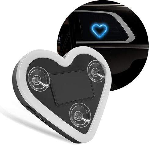ضوء محيط LED للسيارة على شكل قلب، مصباح LED على شكل قلب الحب يعمل بالطاقة الشمسية، ضوء نيون للسيارة مع أكواب شفط، مصابيح لطيفة تستشعر الاهتزازات لنافذة السيارة المثلثة (وردي) in Kuwait