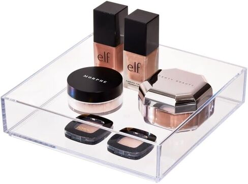iDesign Plastic Makeup Drawer Organizer Tray - Vanity Organizer or Desk Drawer Organizer - Set of 2 - Clear in Kuwait