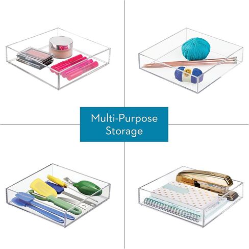 iDesign Plastic Makeup Drawer Organizer Tray - Vanity Organizer or Desk Drawer Organizer - Set of 2 - Clear in Kuwait