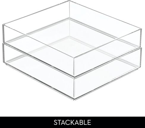iDesign Plastic Makeup Drawer Organizer Tray - Vanity Organizer or Desk Drawer Organizer - Set of 2 - Clear in Kuwait