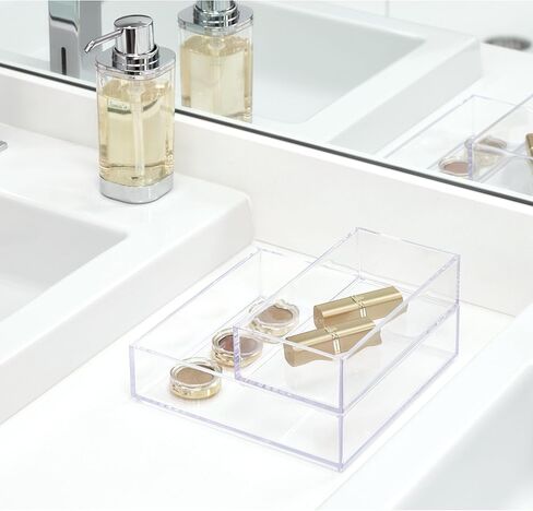 iDesign Plastic Makeup Drawer Organizer Tray - Vanity Organizer or Desk Drawer Organizer - Set of 2 - Clear in Kuwait