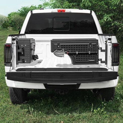 صندوق أدوات سرير الشاحنة، تخزين سرير الشاحنة لملحقات F150، صندوق أرجوحة قابل للقفل بلوحة MOLLE متوافق مع Ford F150 2015–2025، جانب الركاب in Saudi Arabia