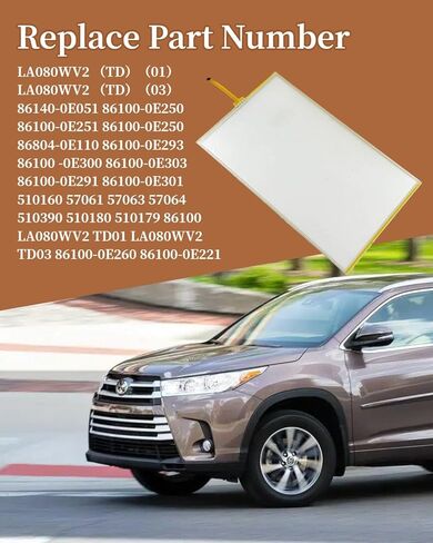 Touch Screen Glass Digitizer Panel Fit for Toyota Highlander 2014-2019 Navigation Radio System Auto Car Stereo Receiver LCD Display Glass Panel Fix Repair 8 Inch LA080WV2 in Saudi Arabia