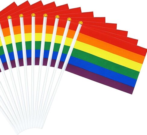 12 قطعة من أعلام الفخر 6 ألوان أعلام قوس قزح ديكورات إكسسوارات LGBTQ للمثليين شهر الفخر أعلام قوس قزح أشياء محمولة باليد أعلام صغيرة كبيرة الحجم لحفلات موكب مهرجان قوس قزح in Kuwait