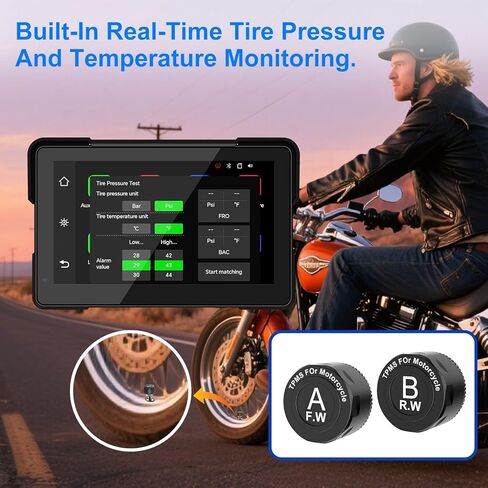 YZW MT500 / MT600 / MT700 نظام مراقبة ضغط إطارات الدراجات النارية، TPMS، TPMS لاسلكي مع مستشعرين خارجيين، صمامات لإطارات الدراجات النارية in Kuwait