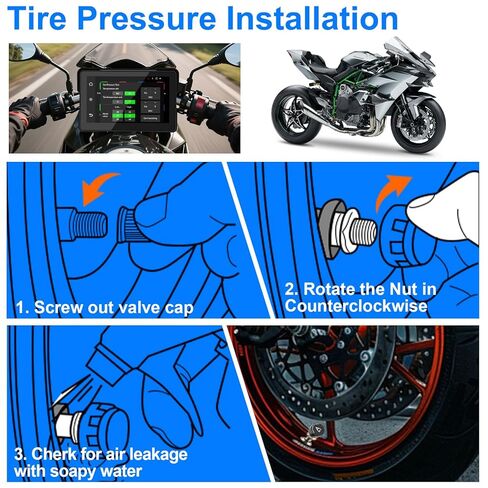 YZW MT500 / MT600 / MT700 نظام مراقبة ضغط إطارات الدراجات النارية، TPMS، TPMS لاسلكي مع مستشعرين خارجيين، صمامات لإطارات الدراجات النارية in Kuwait