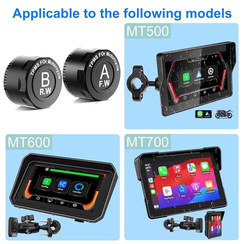 YZW MT500 / MT600 / MT700 نظام مراقبة ضغط إطارات الدراجات النارية، TPMS، TPMS لاسلكي مع مستشعرين خارجيين، صمامات لإطارات الدراجات النارية in Kuwait