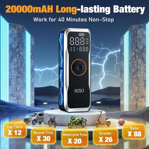 Portable Tire Inflator Air Compressor, 150PSI Digital Pressure Gauge Equipped, 20000mAh High-Capacity & 5 Times Quicker Portable Air Pump for Cars, Motorcycles, Bicycles, Balls, and Beyond in Saudi Arabia